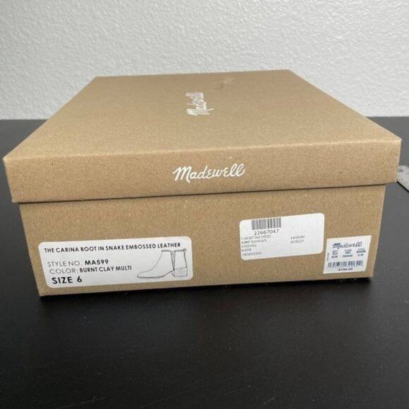 Madewell Womens Boots Size 6 Brown Cara Snakeskin Embossed Leather Chelsea - Picture 3 of 8